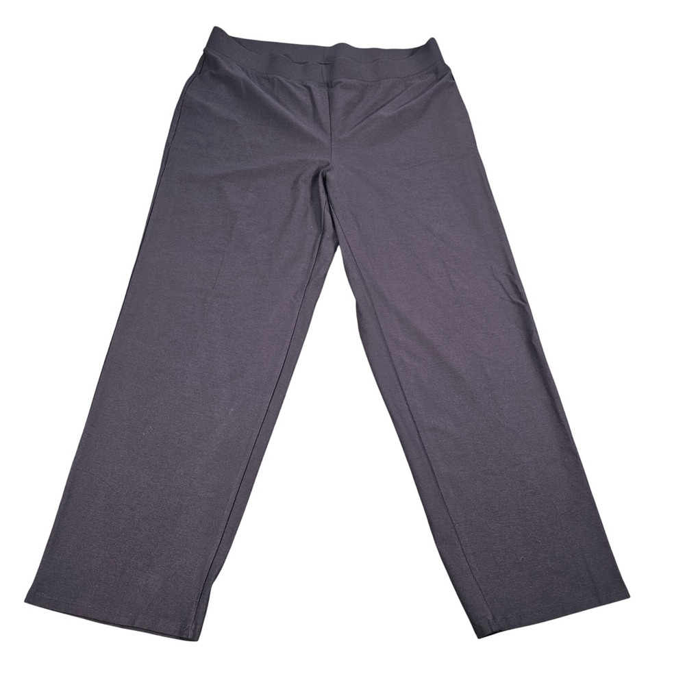Eileen Fisher Purple Wide Leg Pants Women's L Elastic Waist Pull On Flowy Knit‎